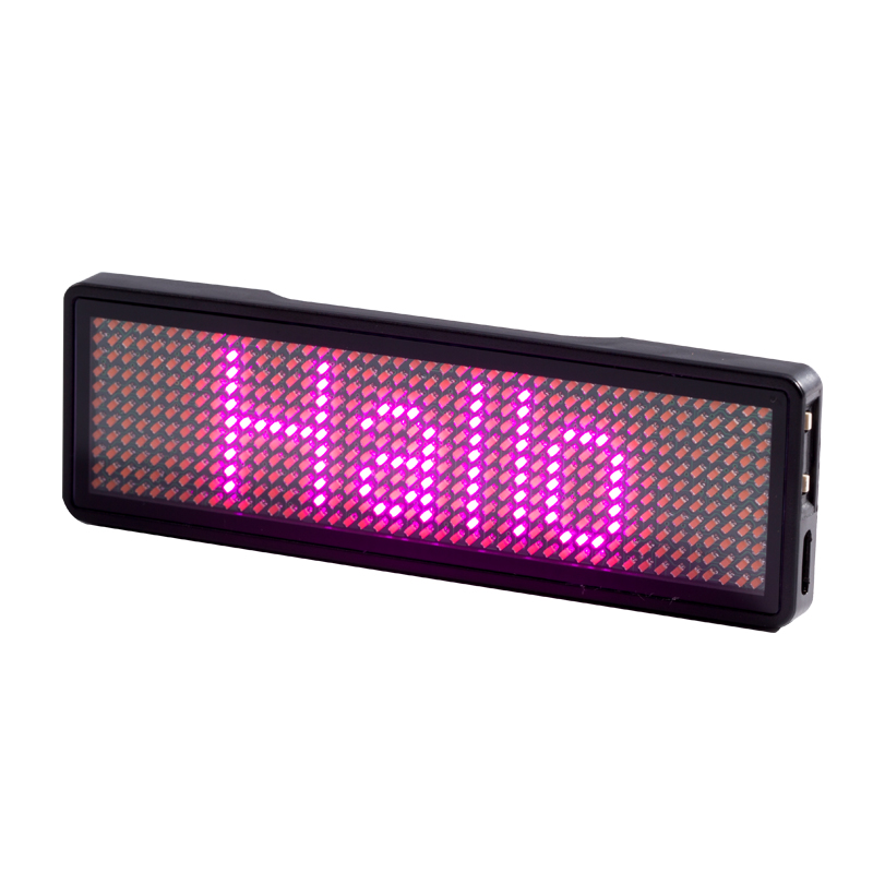LED Name Badge input message via cellphone - B1144- pink led